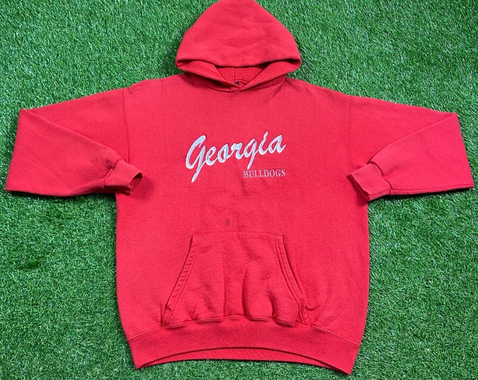 Vintage University of Georgia Bulldogs Hoodie Sweatshirt Made USA Size Large L NCAA College Football Athens Atlanta Pull Over Oversized