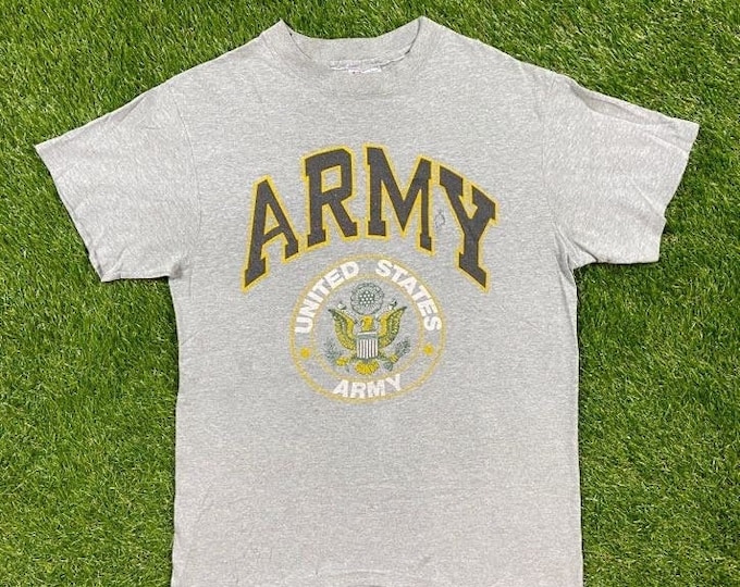 Vintage Army T Shirt Tee Hanes Made USA Size Large L USMA Marines Navy United States Military Veteran