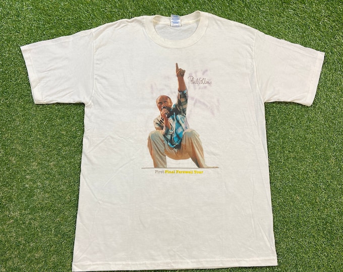 Vintage Phil Collins First Final Farewell Tour T Shirt Tee Gildan Size Large L Genesis Tarzan Classic USA Rock Tour Shirt Rare 1990s 90s Gem