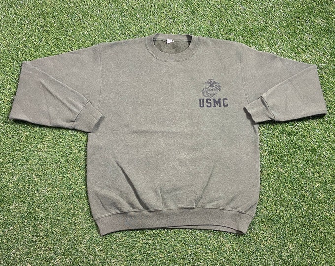 Vintage USMC Crewneck Sweatshirt Size Medium M Marines Army United States Military 1990s 90s Pull Over Oversized