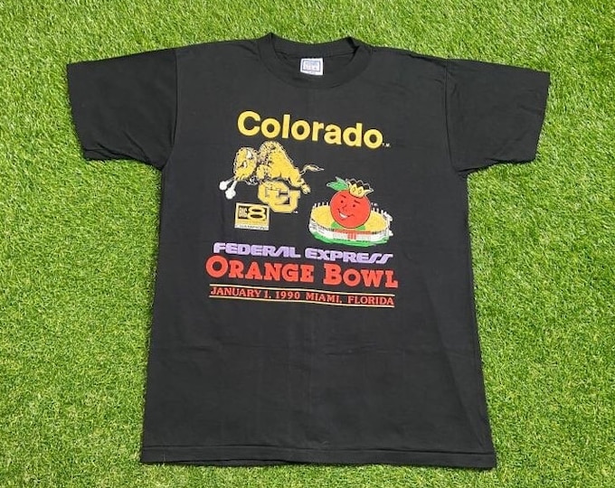 Vintage University of Colorado Buffaloes T Shirt Tee Made USA Size Xtra Large XL NCAA College Football Boulder Denver Orange Bowl 1990s 90s