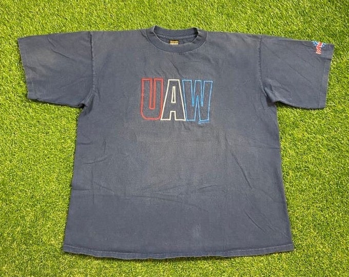 Vintage UAW Rocks T Shirt Tee Made USA Size Xtra Large XL International Union Quality Comfy Great Fit Original 1990s 90s