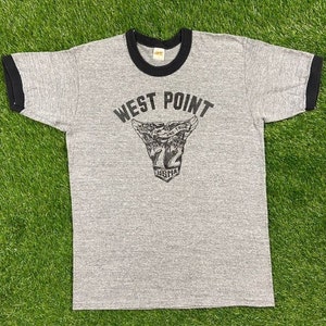 Vintage West Point United States Military Academy T Shirt Tee Tri Blend Russell Athletic Made USA Large L Veteran New York 1970s 70s