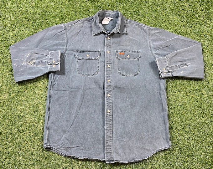 Vintage Carhartt Button Down Shirt Size Xtra Large XL Rare 1990s 90s American Apparel Outdoor Wear Work Wear Rugged 1990s 90s