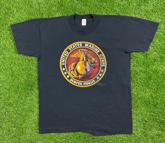 NOS vintage 90s USMC UNITED STATES MARINE CORPS T-Shirt MEDIUM military thin 80s 