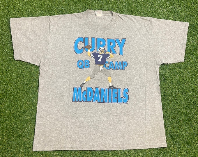 Vintage Curry McDaniels QB Camp T Shirt Tee Nik Made Usa Size Xtra Large XL NFL Football Just Do It Classic Air 1990s 90s