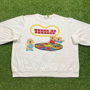 Vintage Wheel of Fortune 1987 Crewneck Sweatshirt BJ Frog Made USA Size Large L Cartoon Graphic 1980s 80s Pull Over Comfy Cozy Warm