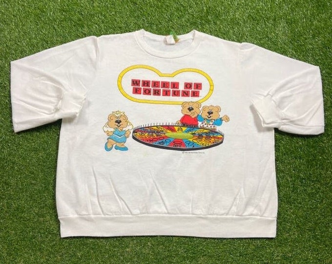 Vintage Wheel of Fortune 1987 Crewneck Sweatshirt BJ Frog Made USA Size Large L Cartoon Graphic 1980s 80s Pull Over Comfy Cozy Warm