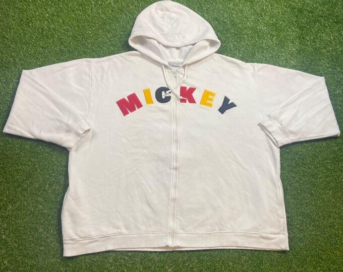 Vintage Mickey Mouse Hoodie Sweatshirt Size XXL 2XL Disneyland Walt Disney World WDW Magic Kingdom Zip Up 1990s 90s