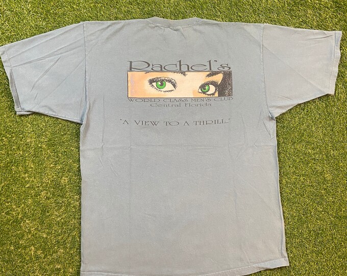Vintage Rachel's T Shirt Tee Sol Made USA Size Xtra Large XL World Class Men's Club Gentlemen Club Food & Bar Orlando Florida 1990s 90s