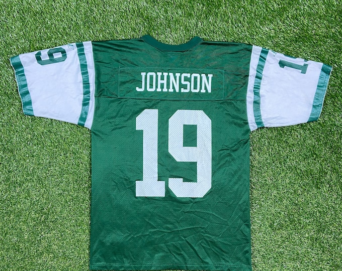 Vintage New York Jets Keshawn Johnson #19 Jersey Logo Athletic Made USA Size Medium M NFL Football NY 1990s 90s Authentic