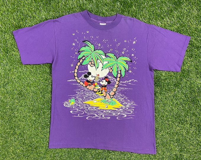 Vintage Mickey Mouse Minnie Mouse on Island T Shirt Tee The Disney Store Made USA Size Large Walt Disney World WDW Disneyland Magic Kingdom