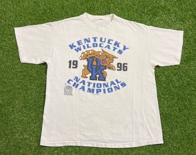 Vintage University of Kentucky Wildcats T Shirt Tee Size Large L Lexington Go Big Blue Classic NCAA College Basketball 1990s 90s