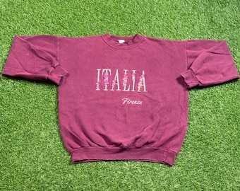 Sudadera vintage italiana de cuello redondo, talla pequeña (S), Roma, Florencia, Venecia, Italia, Europa, para turistas, de los años 90.