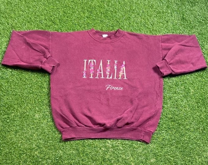 Vintage Italia Crewneck Sweatshirt Size Small S Rome Florence Venice Italy Europe Tourist Travel Pull Over 1990s 90s