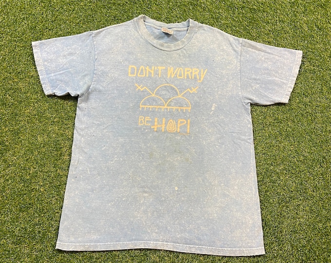 Vintage Don't Worry Be Hapi T Shirt Tee Hanes Size Large L Quality 1990s Great Fit Original 90s