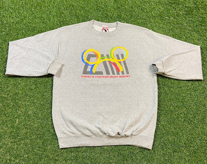 Vintage Disney Contemporary Resort Crewneck Sweatshirt Made USA Size Small S Mickey Mouse Walt Disney World WDW Magic Kingdom 90s Pull Over