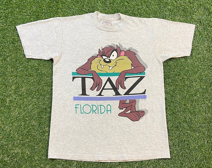 Vintage Looney Tunes Taz T Shirt Tee Made USA Size Medium M Cartoon Tazmanian Devil Florida Warner Bros Bugs Bunny Space Jam 1990s 90s