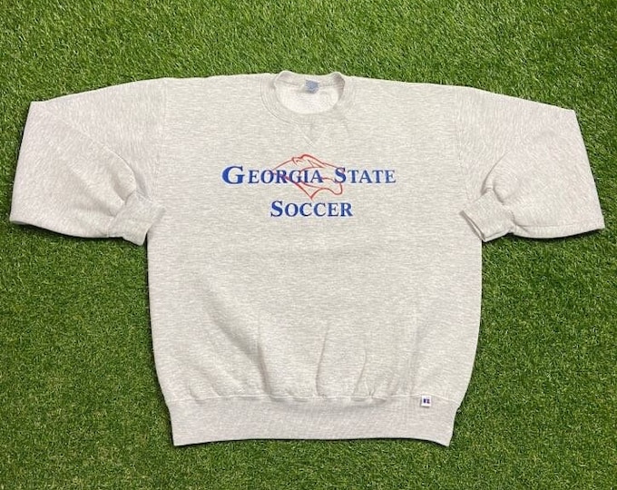 Vintage Georgia State University Soccer Crewneck Sweatshirt Made Usa Size Large L MLS FIFA Atlanta GA 1990s 90s Pull Over Oversized