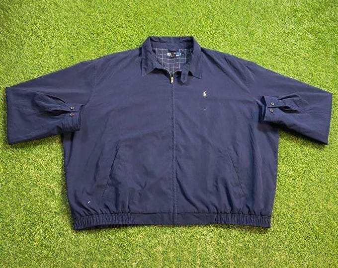 Vintage Blue Polo Ralph Lauren Jacket Size 3X RL Horse Bear Designer Clothing Rare Quality Fit 1990s 90s