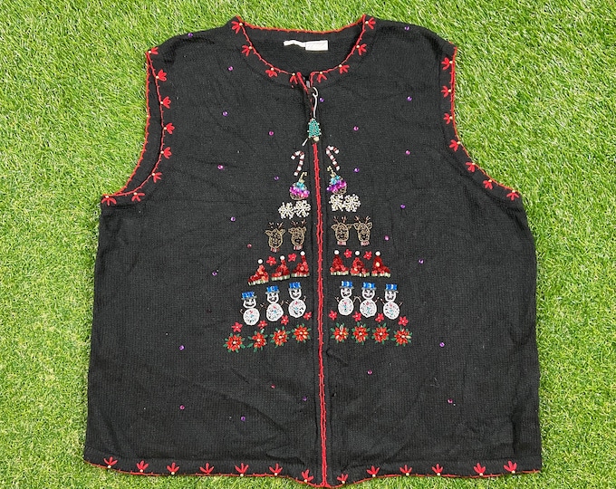 Ugly Christmas Vest Sweater Vintage Tacky Holiday Party Merry Santa Classic Holidays Size Medium M Xmas 90s Knit Classic Christmas Ornaments