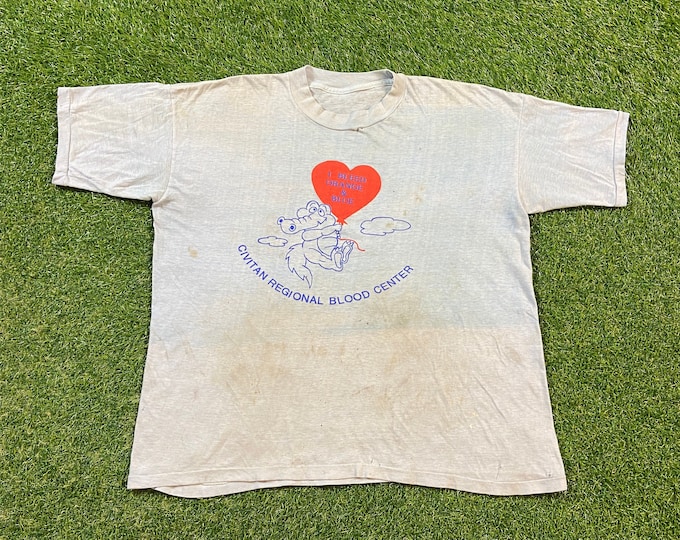 Vintage Civitan Regional Blood Center T Shirt Tee Size Large L Florida Gators UF University of Florida 1980s Distressed