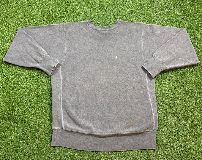 Vintage Plain Gray Champion Reverse Weave Crewneck Sweatshirt Size XXL 2XL Quality 1990s Oversized Great Fit Made USA Original 90s