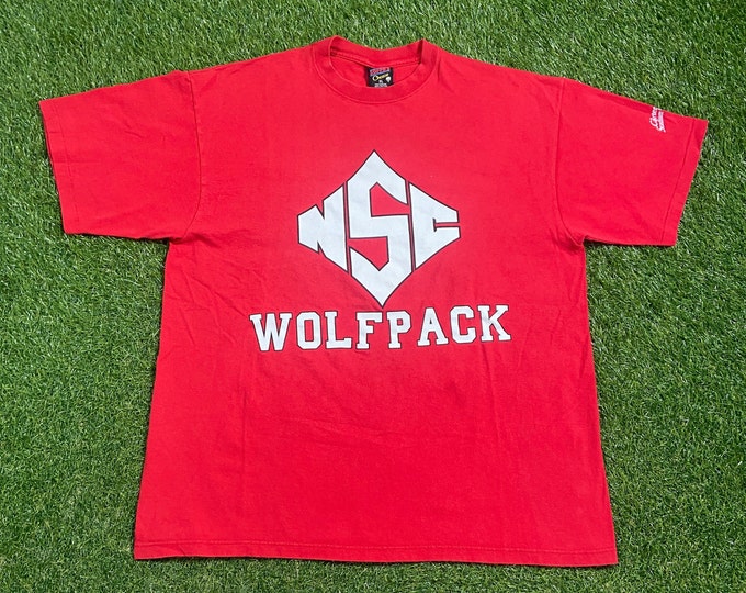 Vintage NC State University WolfPack T Shirt Tee Made Usa Size Xtra Large XL NCAA College Basketball North Carolina 1990s 90s