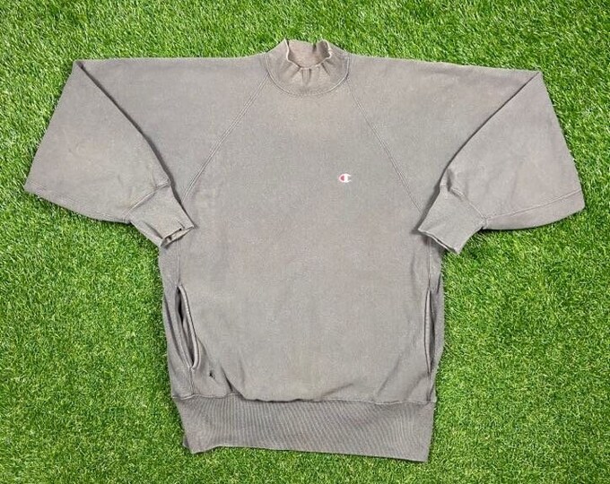 Vintage Plain Gray Charcoal Champion Crewneck Sweatshirt Xtra Large XL Quality 1990's Oversized Great Fit Made USA Original 90s Pull Over