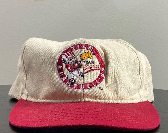 Vintage Team Campbell's Snapback Hat Made USA OSFA Canned Soup Baked Goods Snacks Beverages NFL Football 1990s 90s