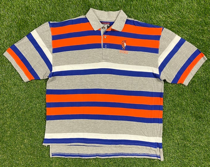 Vintage Gators University of Florida Polo Shirt Divots Size XXL 2XL Swamp UF 1990s Orange Blue Alligator NCAA College Football Golf Shirt
