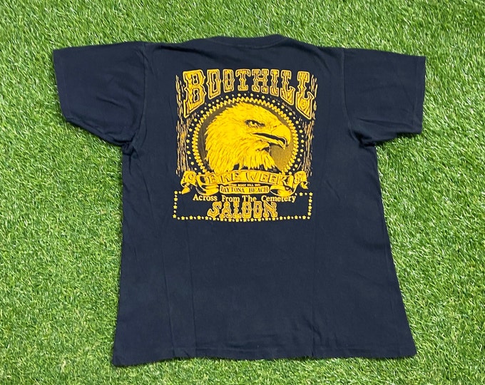 Vintage Boot Hill Saloon Daytona Beach Florida T Shirt Tee Xtra Small XS Harley Davidson HOG 3D Eagle Motorcycle Truckers Biker 1987