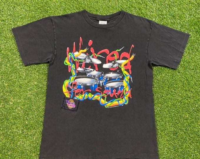 Vintage Touch Tone Wired For Sound T Shirt Tee Wild Oats Made USA Size Large L Music Drums Drummer