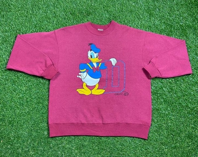 Vintage Donald Duck Crewneck Sweatshirt Made USA Size Large L Made USA Walt Disney World Magic Kingdom Pull Over Comfy Oversized 1990s 90s