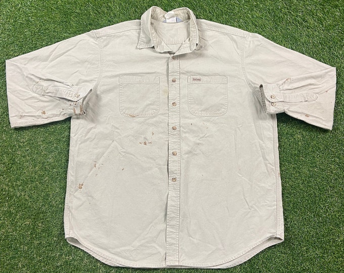 Vintage Carhartt Button Down Shirt Size XXL 2XL Rare 1990s 90s American Apparel Outdoor Wear Work Wear Rugged 1990s 90s