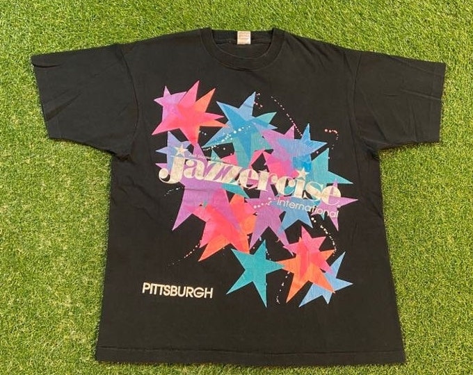 Vintage Jazzercise T Shirt Tee Fruit of the Loom Made USA Size Xtra Large XL Workout Wear Athletic Gear Exercise Pittsburgh 1990s 90s