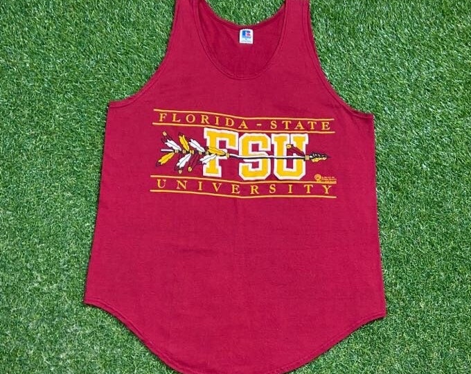 Vintage Florida State University Seminoles Tank Top Shirt Made Usa Size Xtra Large XL NCAA College Football FSU Tallahassee 1990s 90s