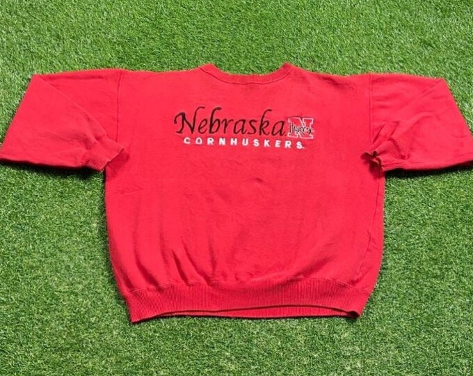 Vintage University of Nebraska Cornhuskers Crewneck Sweatshirt Champ Sports Size Large L NCAA College Football Classic Pull Over 1990s 90s