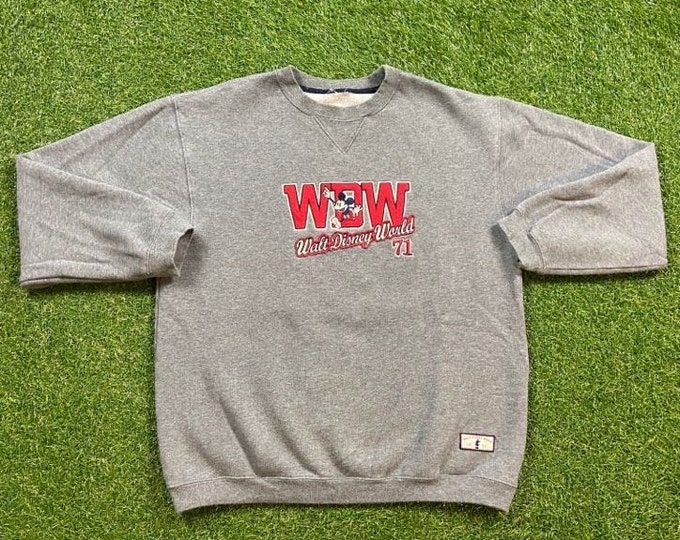 Vintage Walt Disney World 1971 Crewneck Sweatshirt Size Large L Mickey Mouse Magic Kingdom Disneyland 1970s 70s Pull Over Oversized