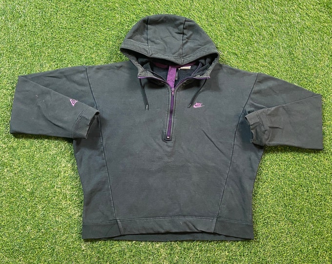 Vintage Nike Hoodie Sweatshirt Size Small S Just Do It! 1990s Athletic Wear Original Classic Soft Pull Over Oversized Swoosh Check ACG