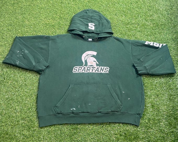 Vintage Michigan State University Hoodie Sweatshirt Champion Size Xtra Large XL NCAA Football Spartans Detroit Classic MSU 1990s 90s