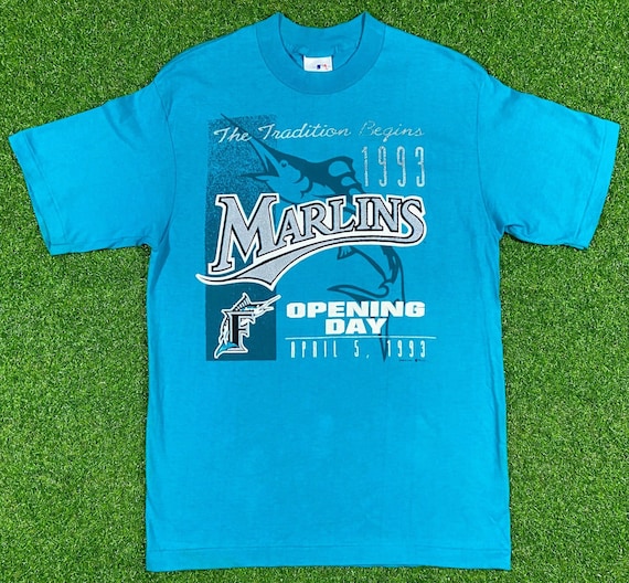 Vintage Florida Marlins Opening Day T Shirt Tee Chalk Line Large