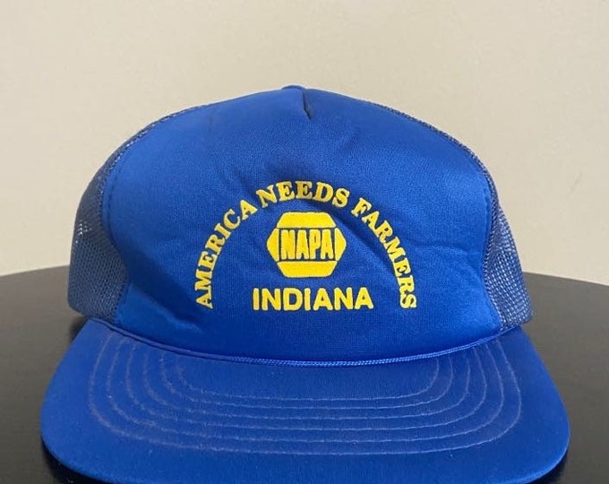 Vintage NAPA Snapback Hat YR Headwear OSFA America Needs Farmers Indiana Irrigation Agricultural Gardening 1980s 80s