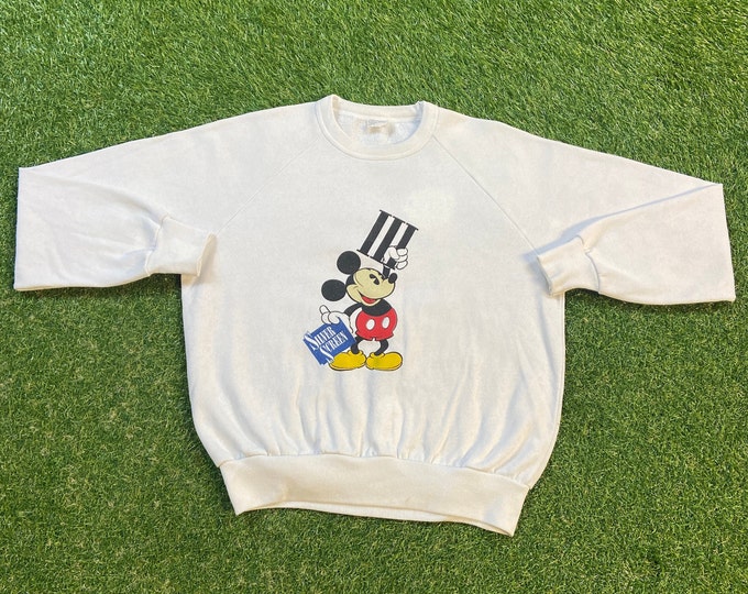 Vintage Mickey Mouse Crewneck Sweatshirt Made USA Size Large L Silver Screen III Walt Disney World WDW Disneyland Magic Kingdom 1990s 90s