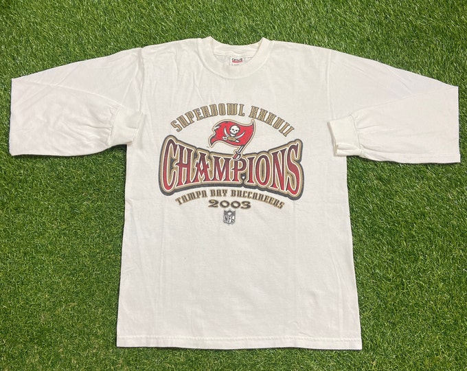 Vintage Tampa Bay Buccaneers 2003 Super Bowl Champions Long Sleeve Shirt Size Small S NFL Football Florida Tom Brady TB12 00s