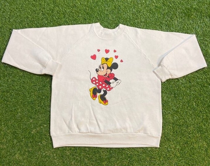 Vintage Minnie Mouse Crewneck Sweatshirt Made USA Size Large L Walt Disney World Magic Kingdom Mickey Mouse Classic 90s Pull Over Oversized