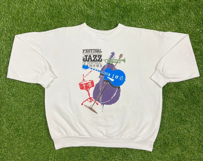 Vintage Festival International de Jazz de Montreal Crewneck Sweatshirt Size Xtra Large XL Quebec Canada 1990s 90s Pull Over Oversized