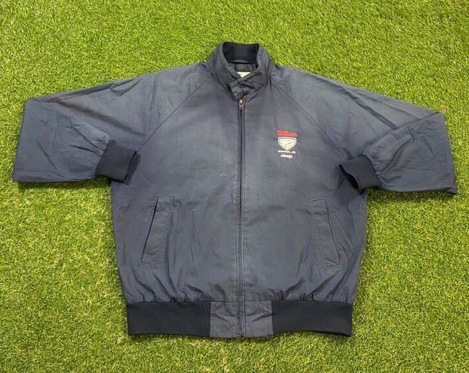 Vintage Eagle Jeep Windbreaker Jacket Wilson Size Large L Truck Car American Motors Chrysler Light Rain Coat 1990s 90s