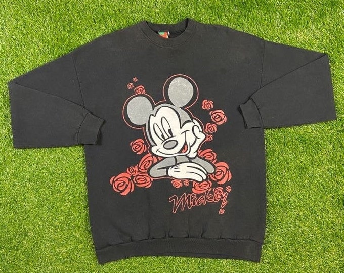 Vintage Mickey Mouse Crewneck Sweatshirt Made USA Size Xtra Large XL Walt Disney World Magic Kingdom 1990s Classic 90s Magic Pull Over