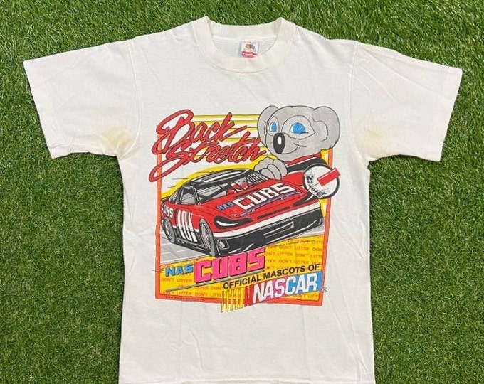 Vintage NasCubs T Shirt Tee Fruit of the Loom Made USA Size Small S NASCAR Mascot Daytona 500 1990s 90s
